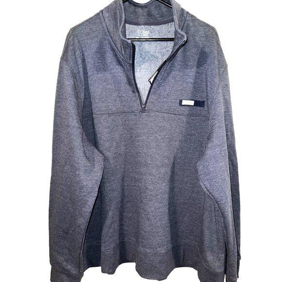 New Ocean & Coast Mens 2XL Navy Blue Half-Zip Pullover Sweatshirt High Neck - Picture 2 of 4